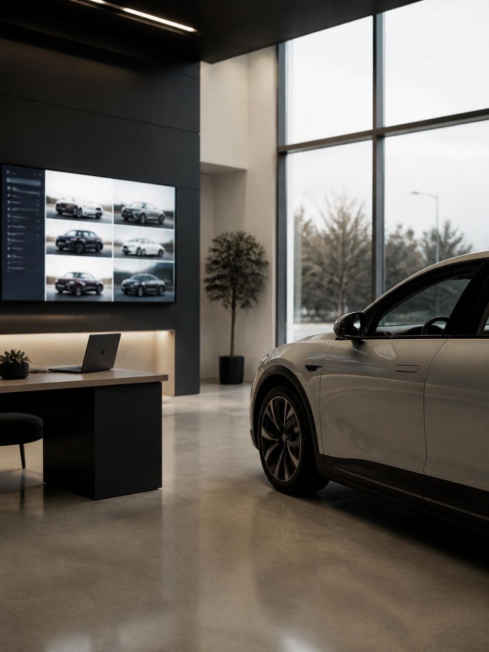 Modern showroom interior with inventory display
